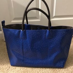 Blue large tote bag